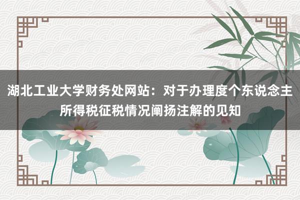 湖北工业大学财务处网站：对于办理度个东说念主所得税征税情况阐扬注解的见知